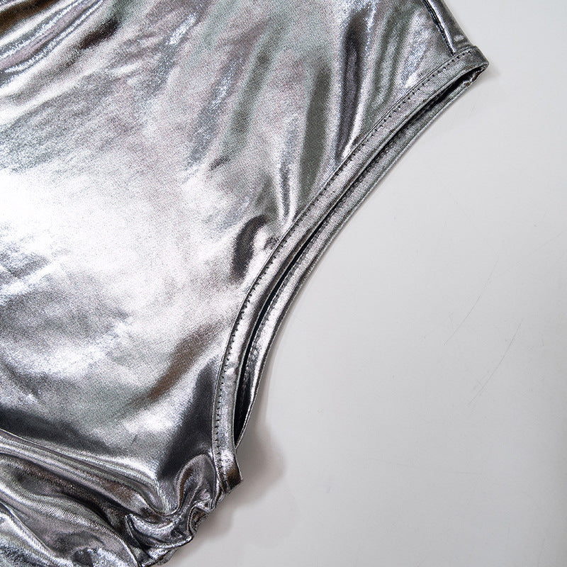 Silver Toned High Neck Bodycon Dress