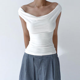 White Cowl Neck Top