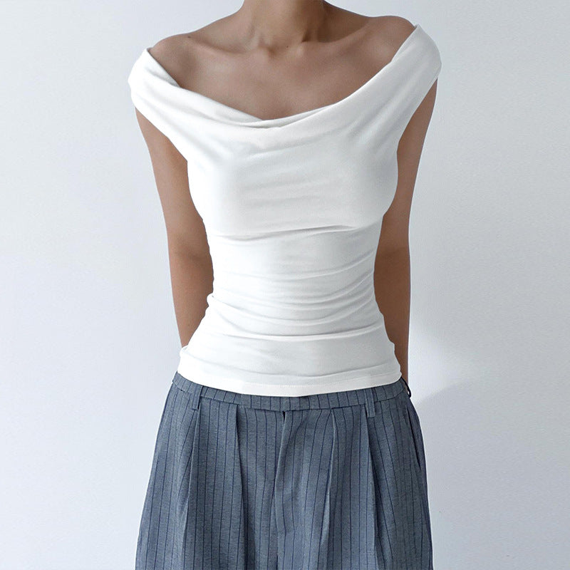 White Cowl Neck Top