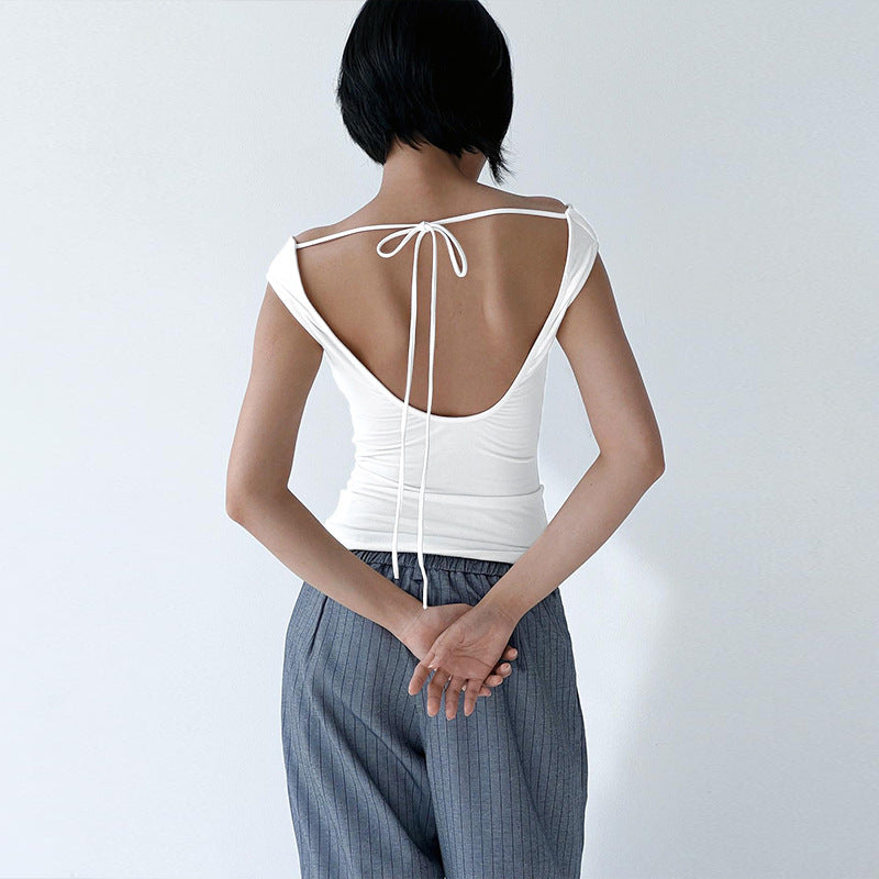 White Cowl Neck Top