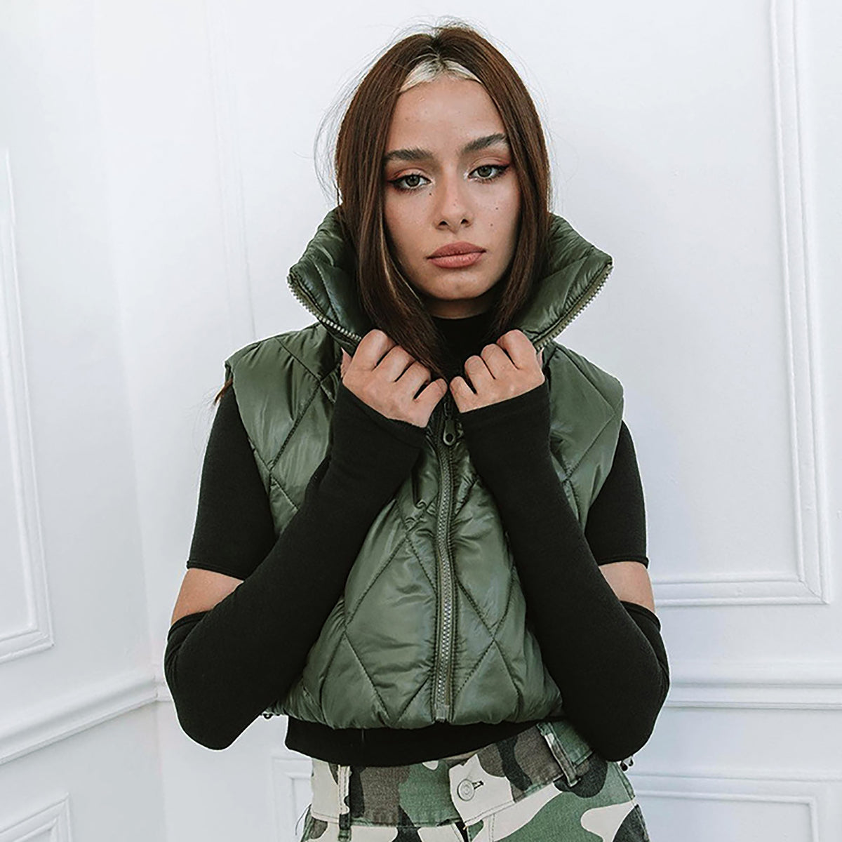 Green Quilted Hooded Jacket