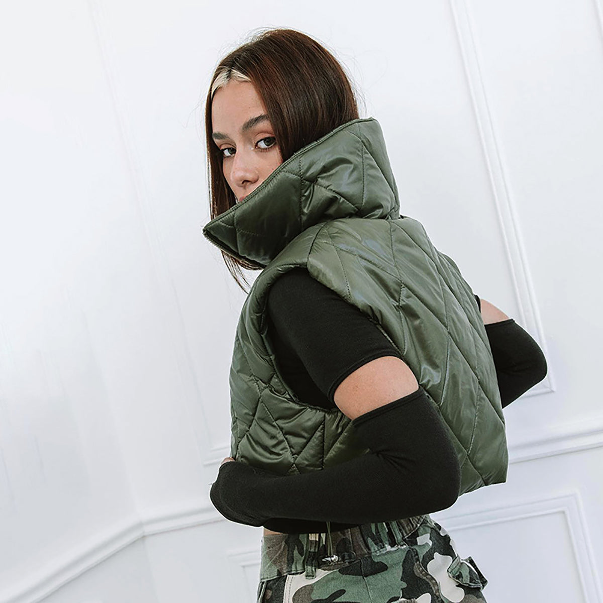 Green Quilted Hooded Jacket