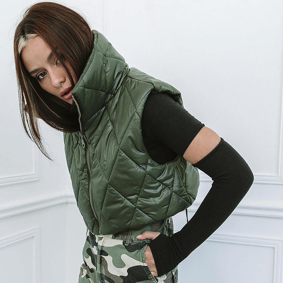Green Quilted Hooded Jacket
