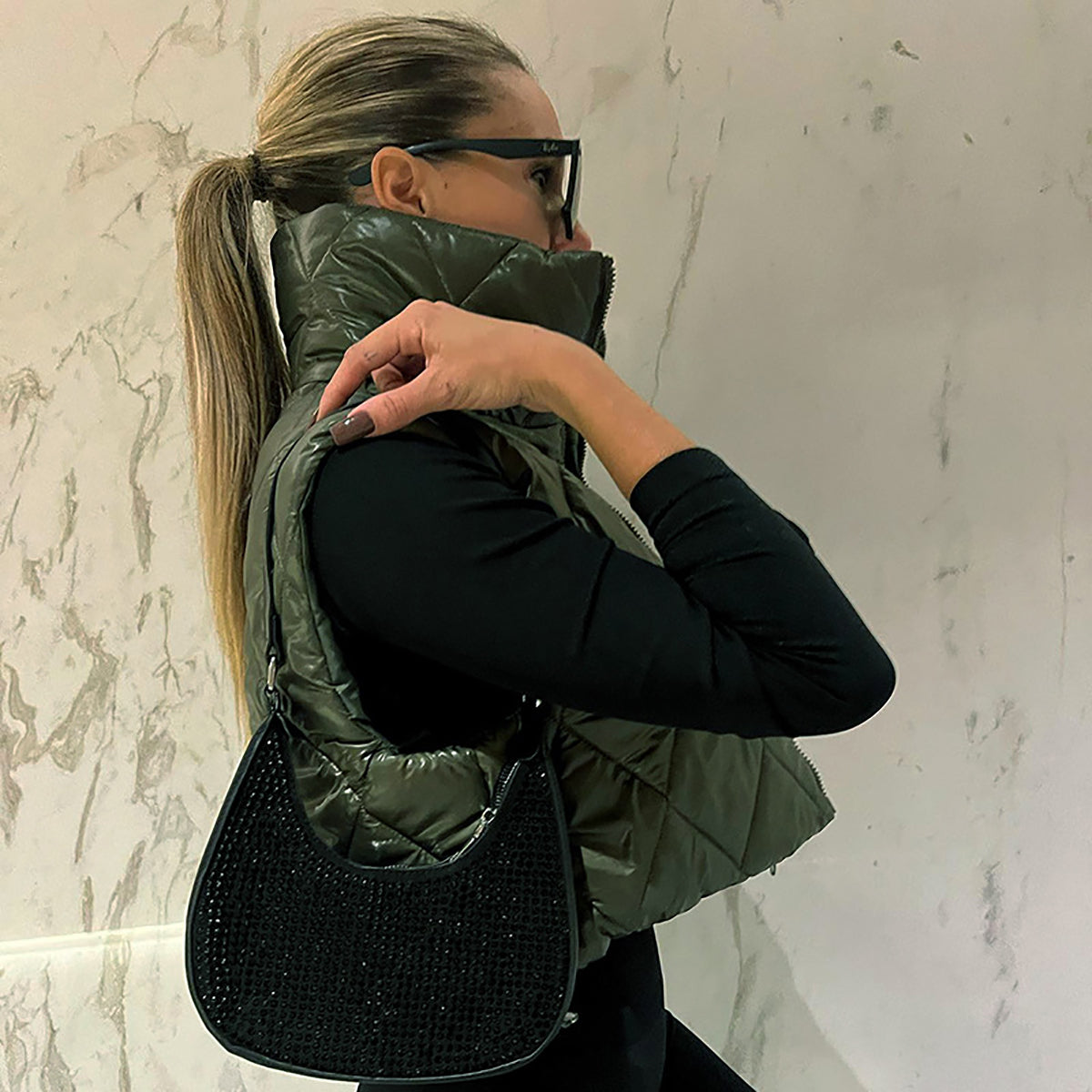 Green Quilted Hooded Jacket
