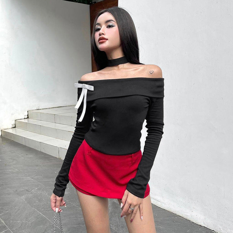 Black Off-Shoulder Georgette Bardot Top