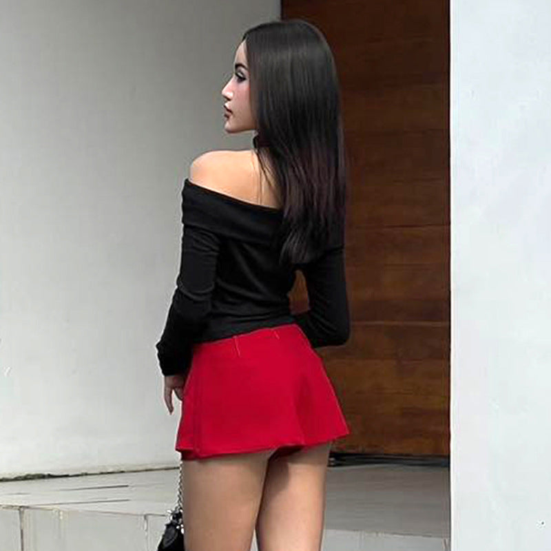 Black Off-Shoulder Georgette Bardot Top