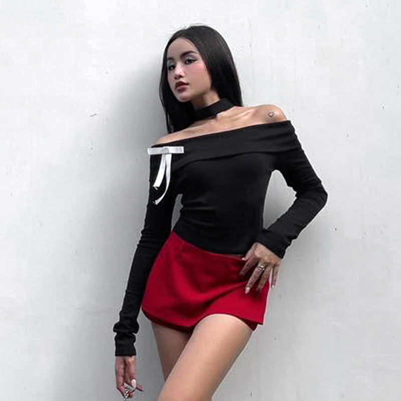 Black Off-Shoulder Georgette Bardot Top