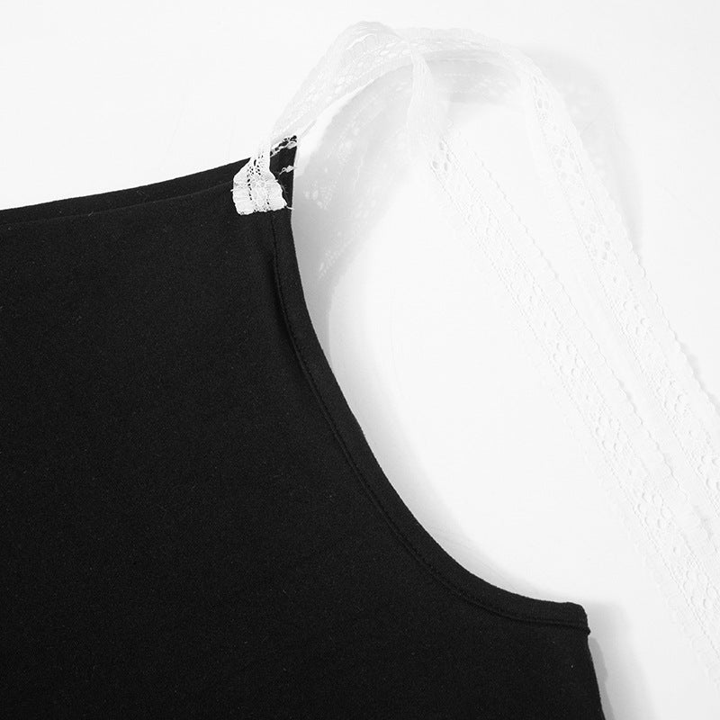 Black One Shoulder Georgette Top