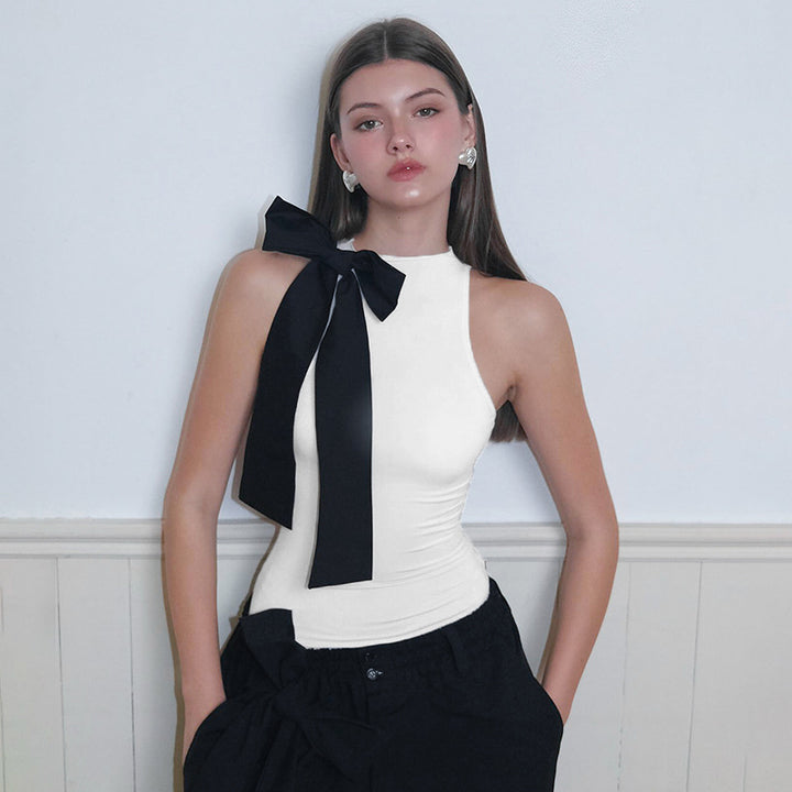 Women Solid High Neck Party Top