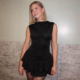 Boat Neck Sleeveless Layered Sheath Dress