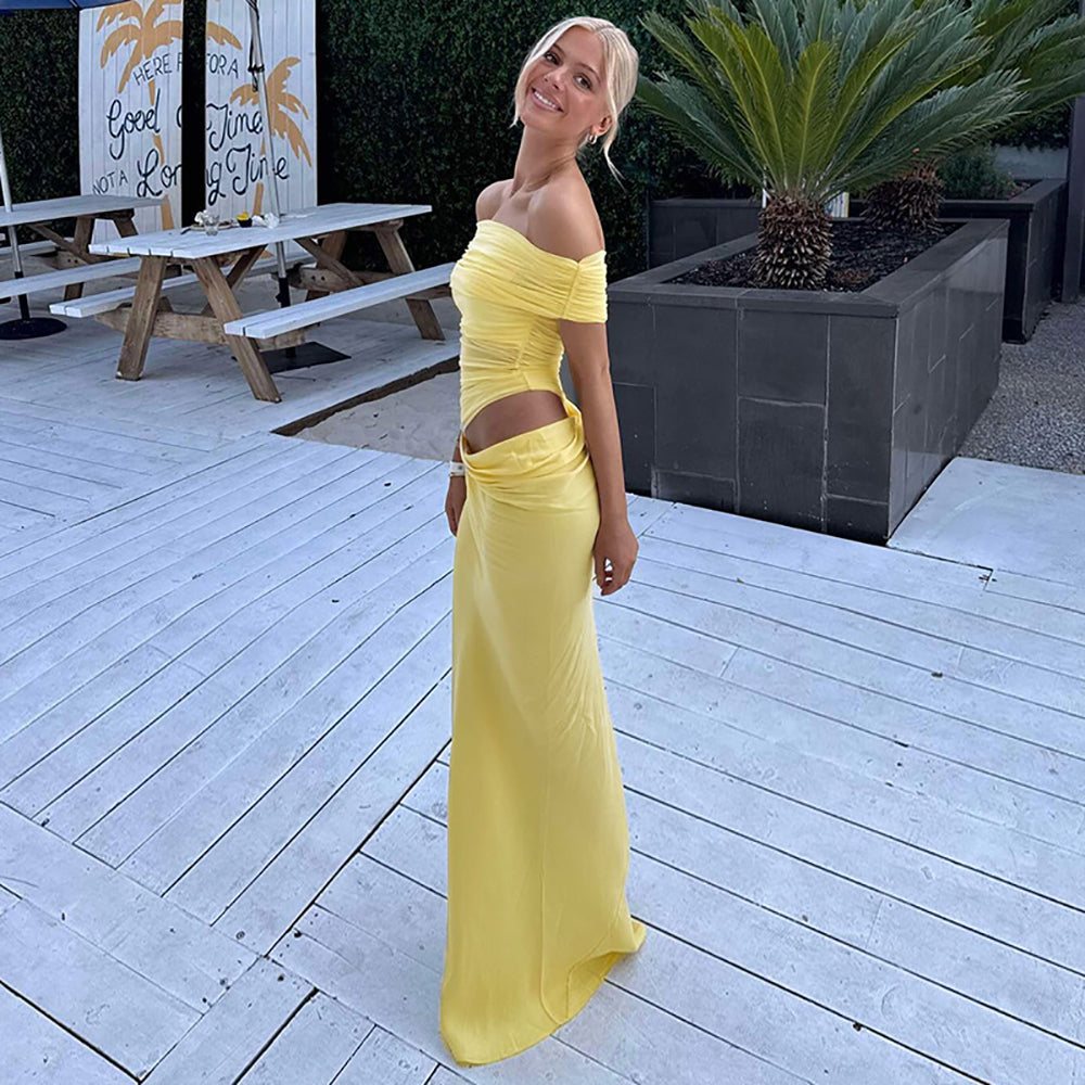 Women Off-Shoulder Fit & Flare Maxi Dress