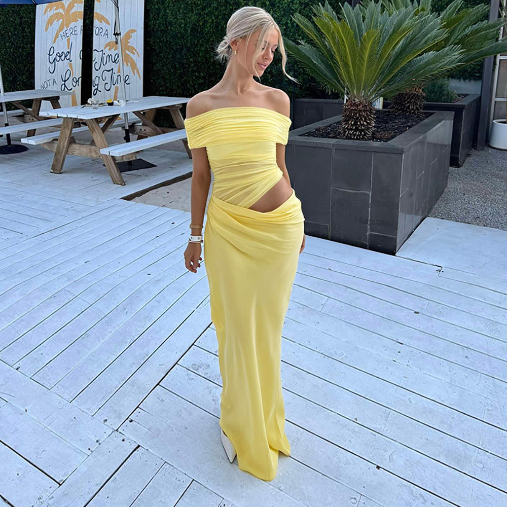 Women Off-Shoulder Fit & Flare Maxi Dress