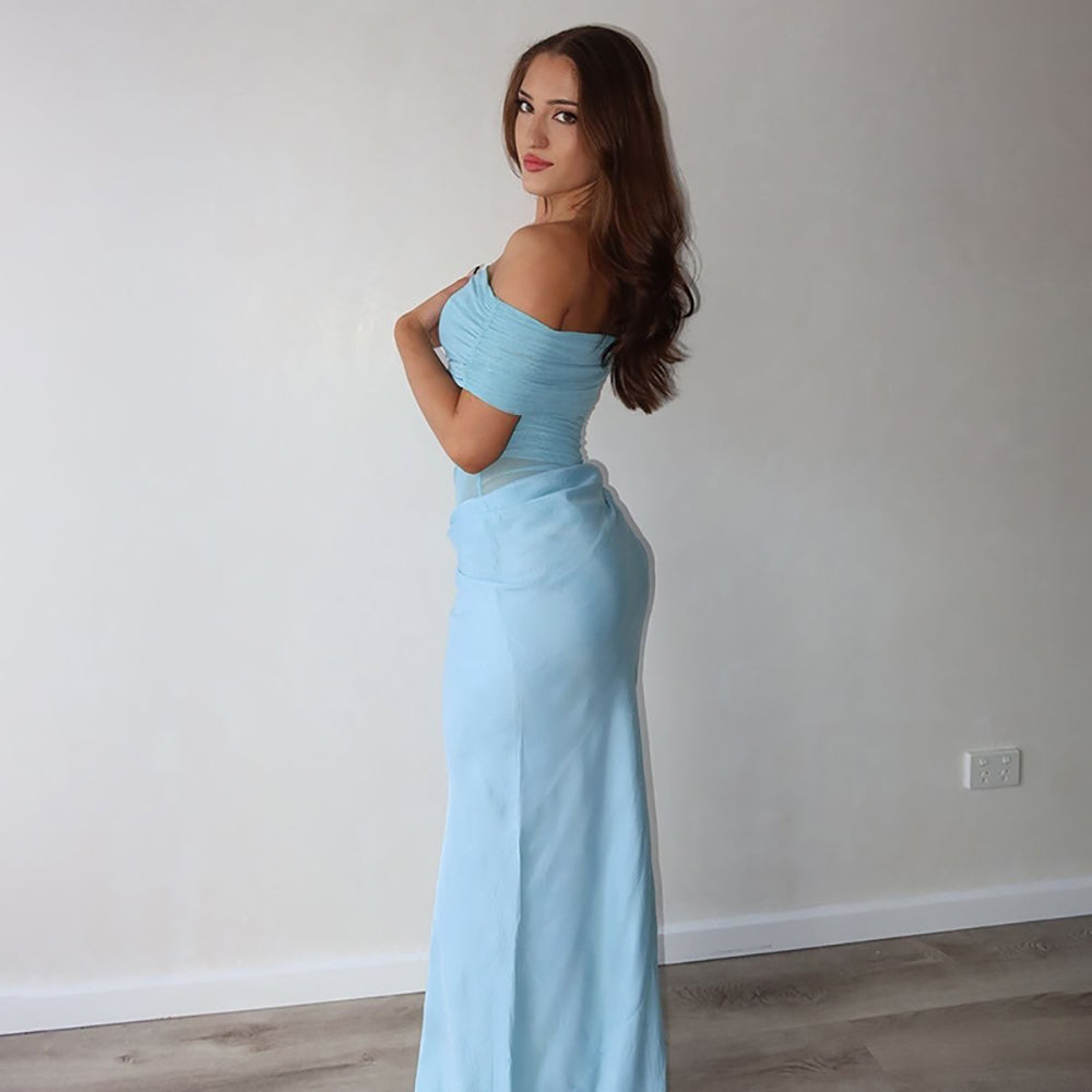 Off-Shoulder Fit & Flare Maxi Dress