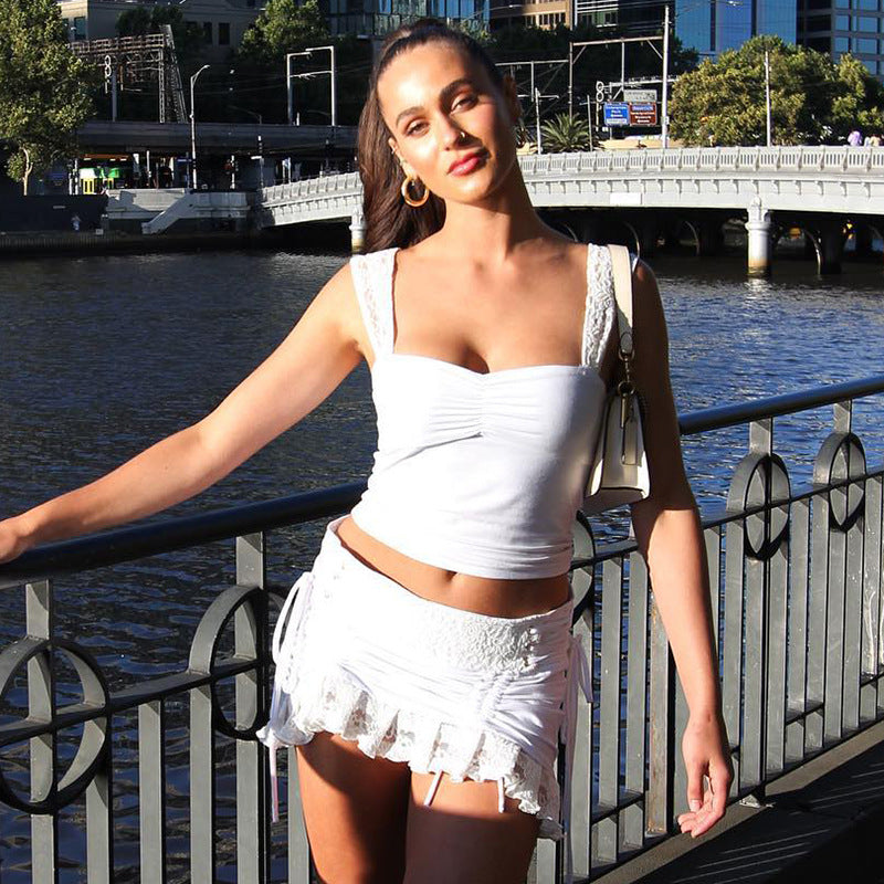 White Square Neck Crop Top