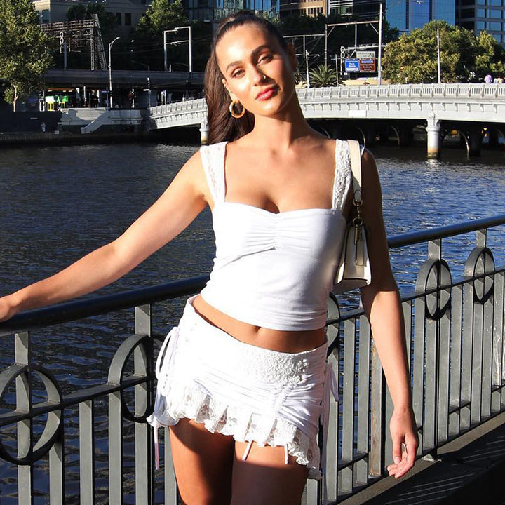 White Square Neck Crop Top