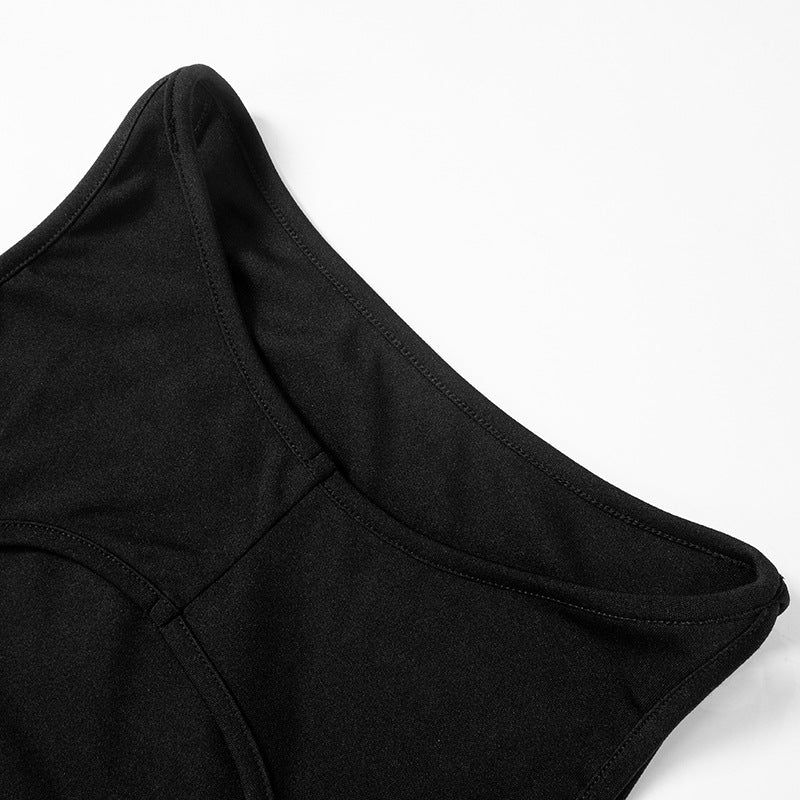 Black Boat Neck Cut Out Top