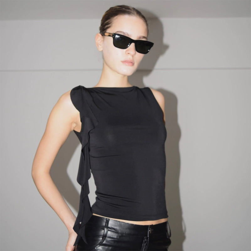 Women Solid Boat Neck Polyester Top