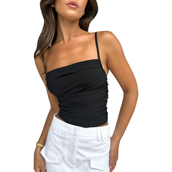 Women Solid Square Neck Crop Top