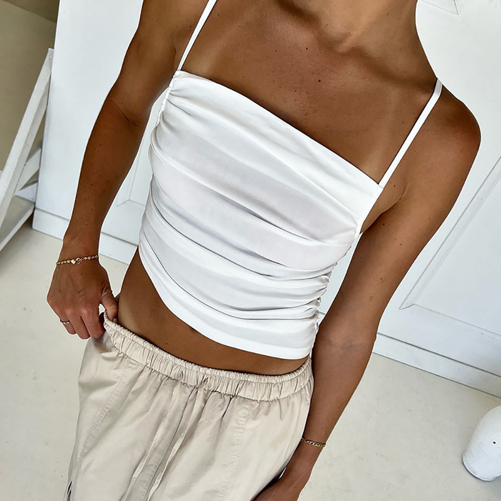 Women Solid Square Neck Crop Top