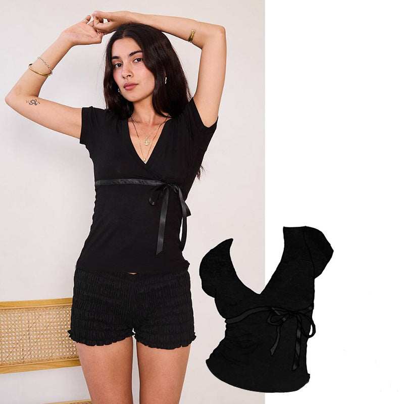 Extended Sleeves Wrap Top