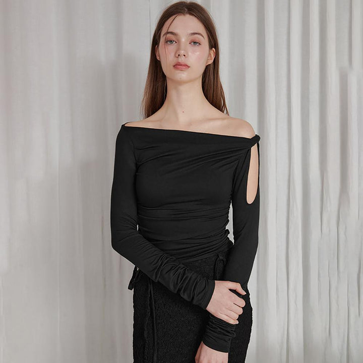 Women Off-Shoulder Slit Sleeve Top