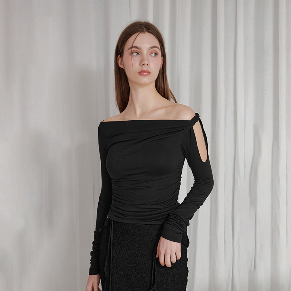 Women Off-Shoulder Slit Sleeve Top