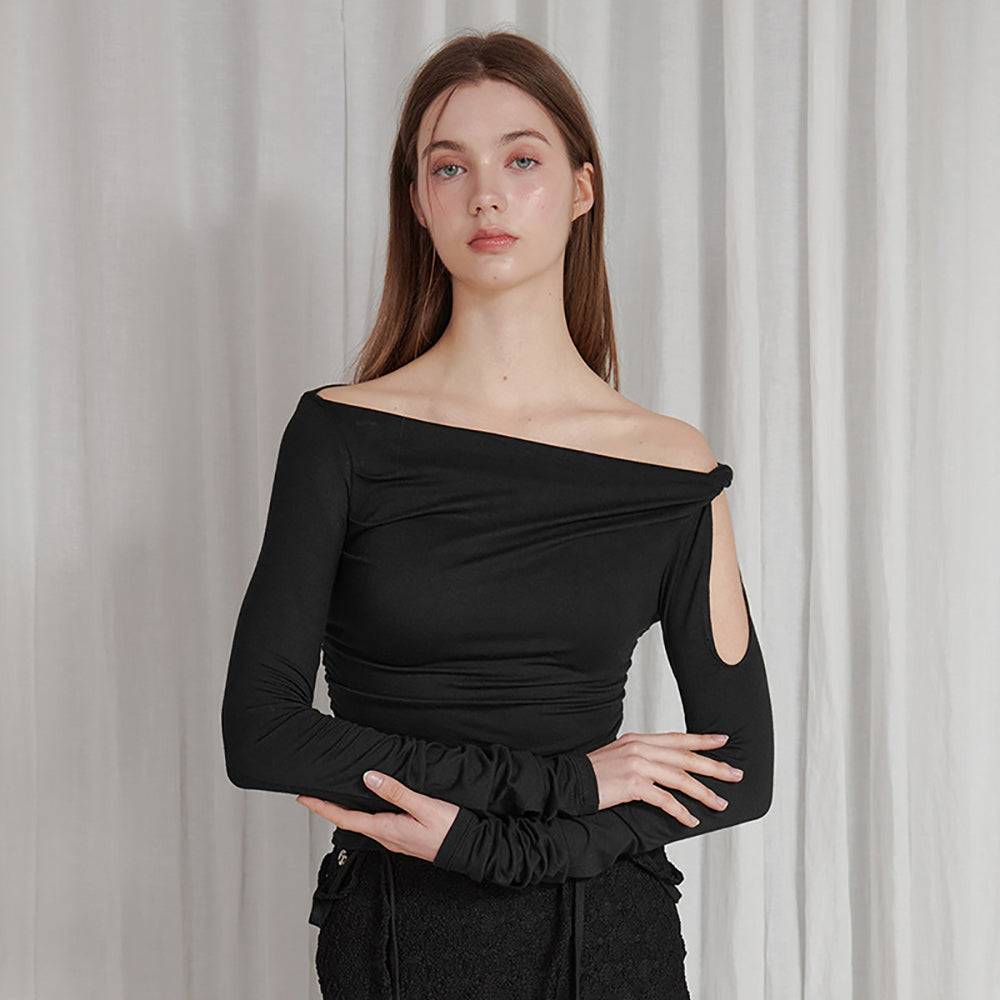 Women Off-Shoulder Slit Sleeve Top