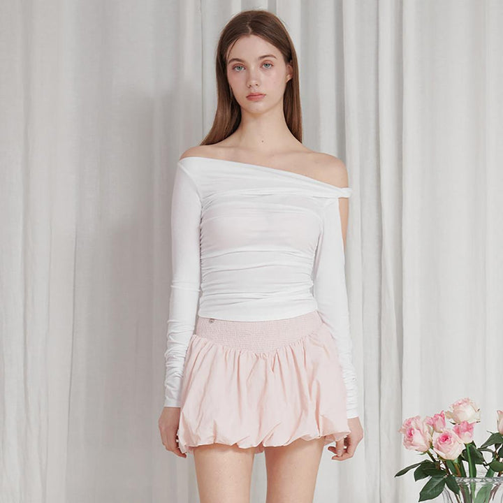 Women Slit Sleeve Gathered Regular Crop Top