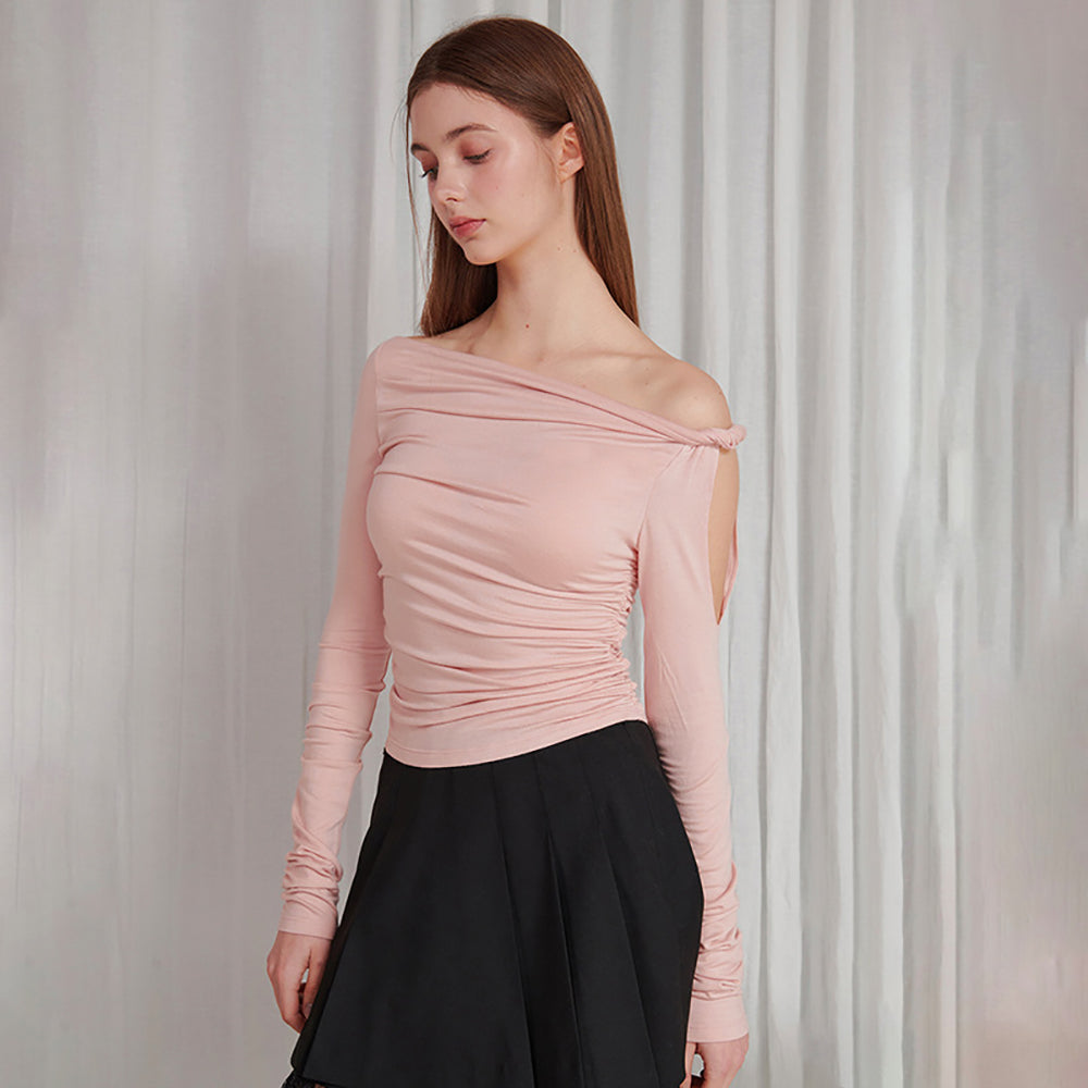 Women Off-Shoulder Slit Sleeve Fitted Top