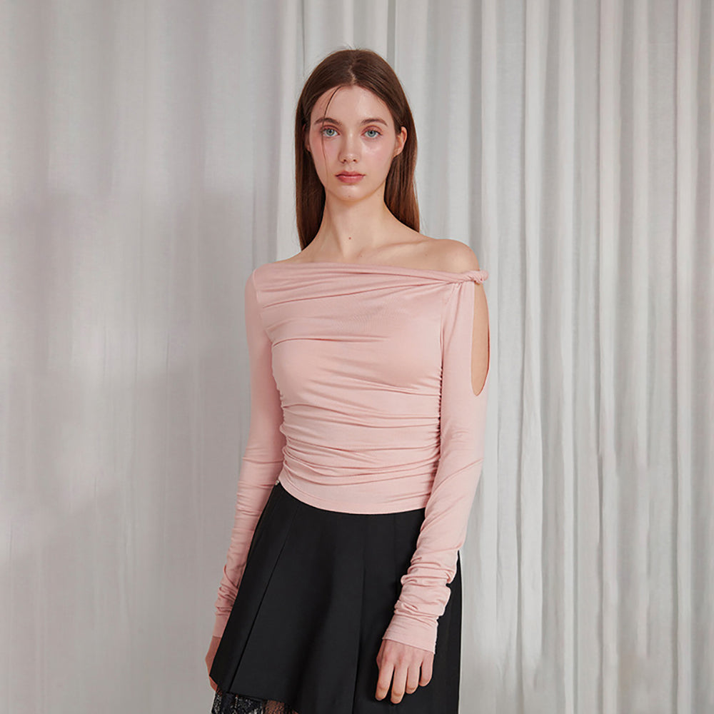 Women Off-Shoulder Slit Sleeve Fitted Top