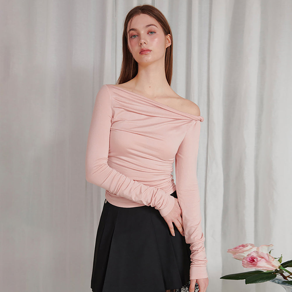 Women Off-Shoulder Slit Sleeve Fitted Top
