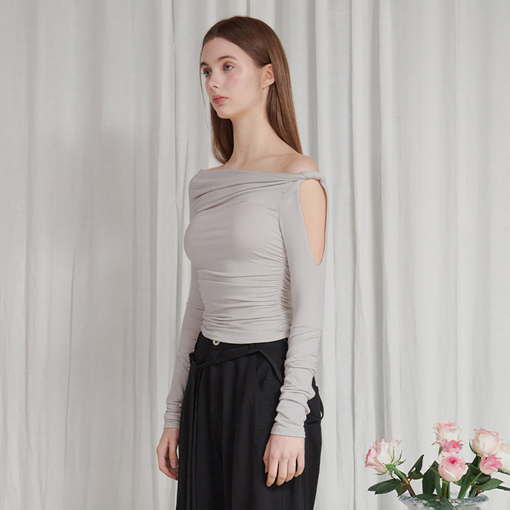 Off-Shoulder Slit Sleeve Crop Top