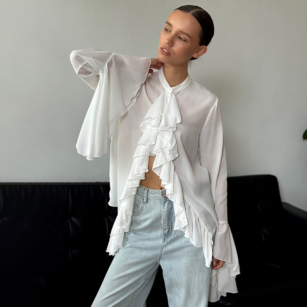 High Neck Ruffles Peplum Top