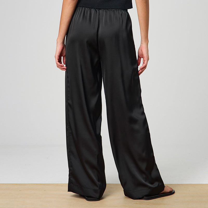 Women Loose Fit Mid-Rise Wrinkle Free Parallel Trousers