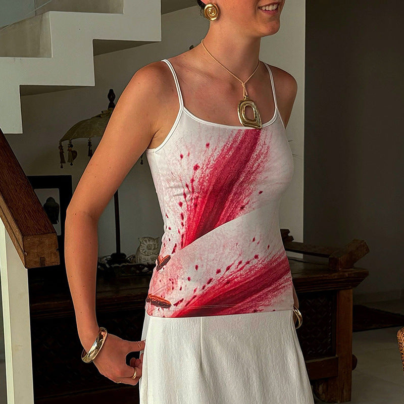 Tie and Dye Shoulder Straps Tank Top