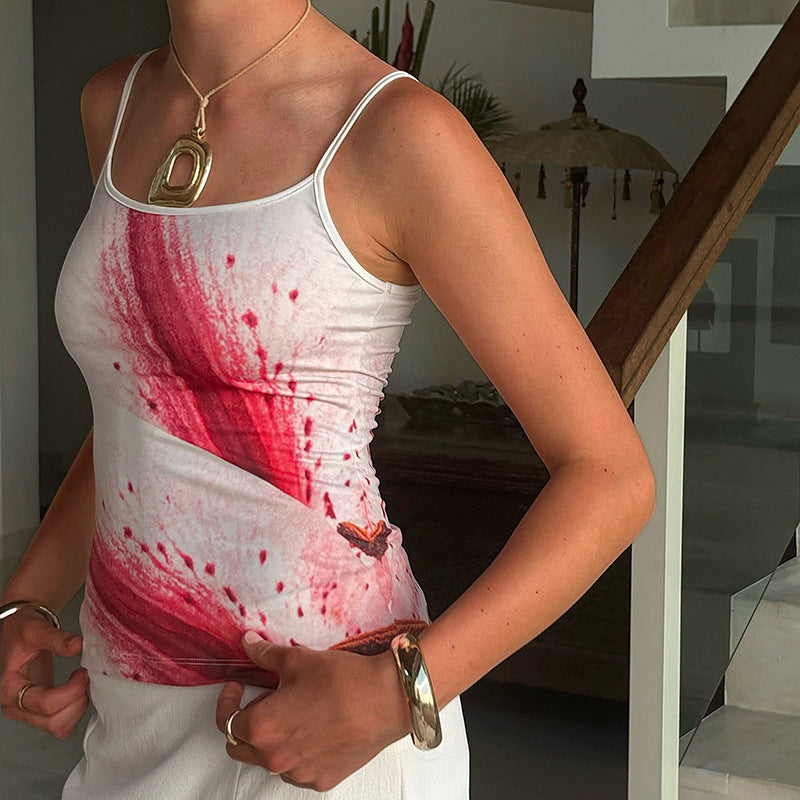 Tie and Dye Shoulder Straps Tank Top