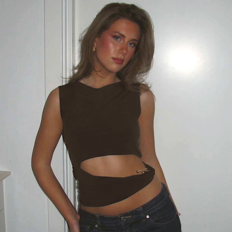 Women Cut Out Tank Crop Top