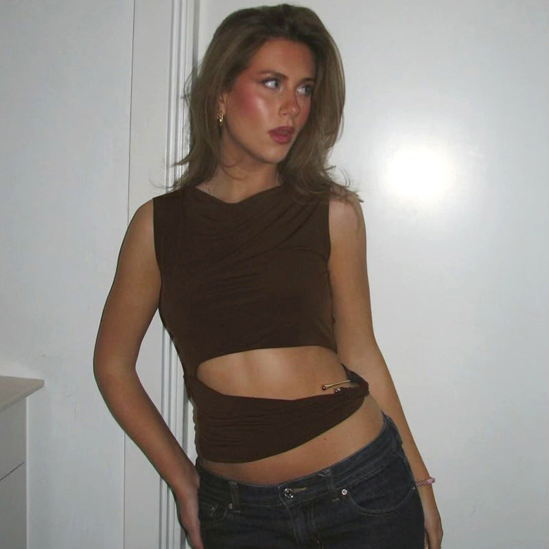 Women Cut Out Tank Crop Top