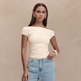 Women Solid Off-Shoulder Tank Crop Top