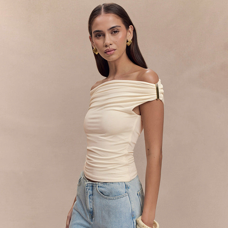 Women Solid Off-Shoulder Tank Crop Top