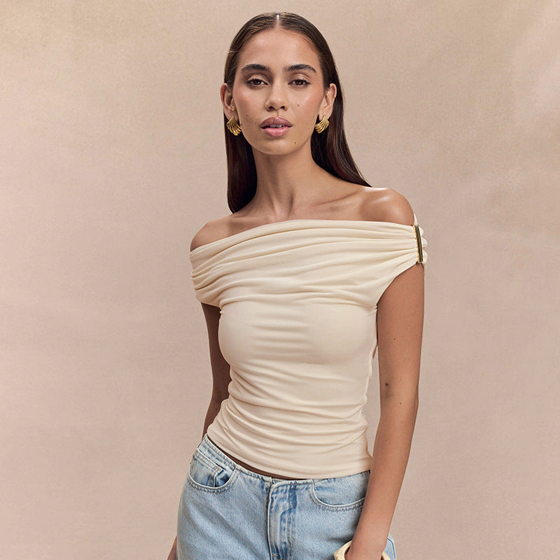 Women Solid Off-Shoulder Tank Crop Top