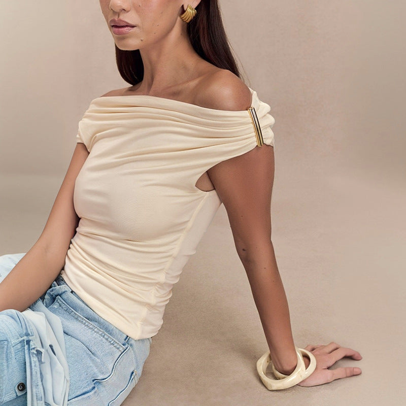 Women Solid Off-Shoulder Tank Crop Top