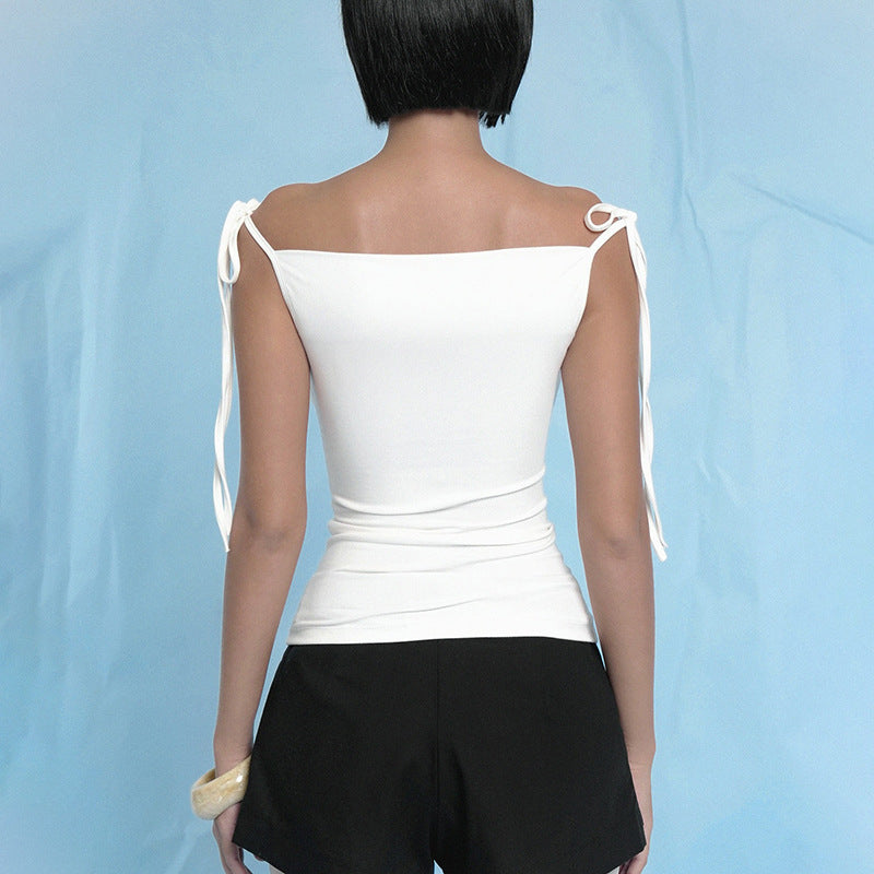 Women Cowl Neck Shoulder Straps Top
