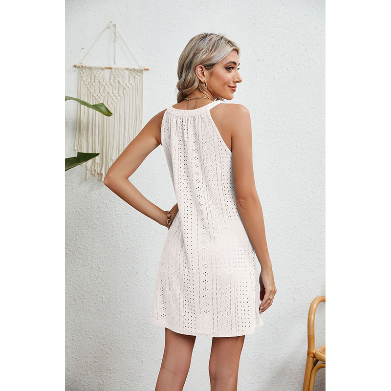 White Geometric A-Line Dress