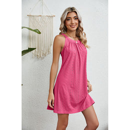 Pink Geometric Sleeveless A-Line Dress