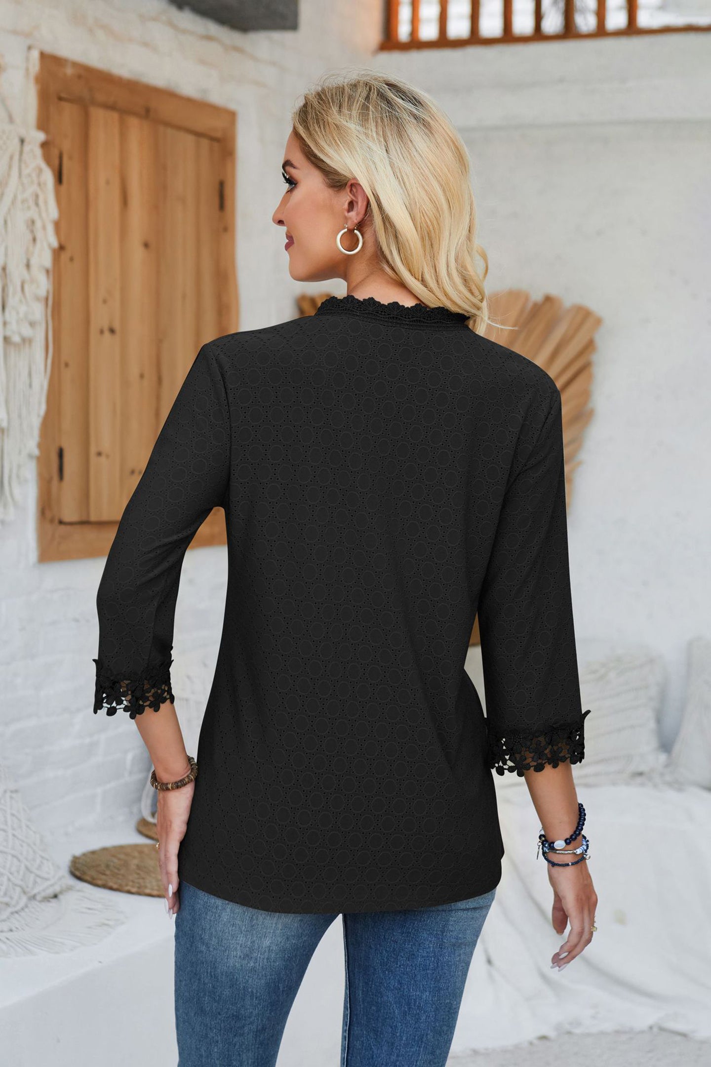 StyleCast Women V-Neck Three-Quarter Sleeve Top