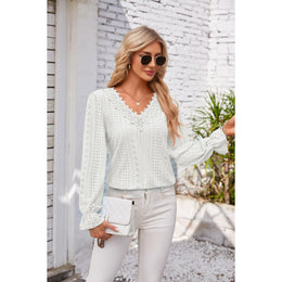 Schiffli V-Neck Regular Top