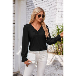 Women Self Design V-neck Long Sleeves Top