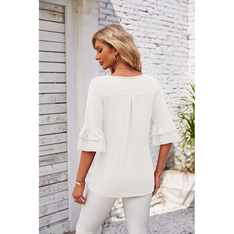White Square Neck Georgette Top