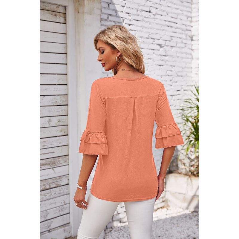 Orange Square Neck Georgette Top